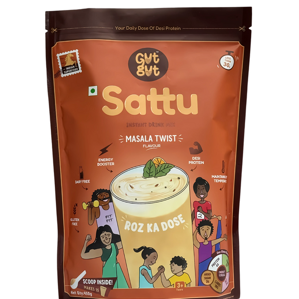 GutGut Sattu Masala Twist - Instant Drink Mix - 15 Glasses - 450 gm