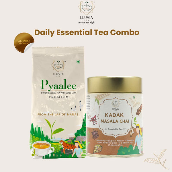 Lluvia Tea Daily Essential Tea Combo| Pyaalee Premium 250g| Kadak Masala 75g