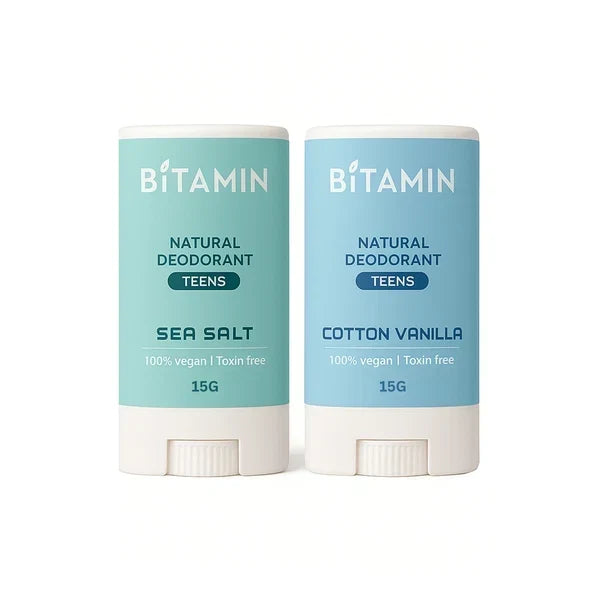 Bitamin Cotton Vanilla + Sea salt Teens Natural Deodorant - 15 Grams Each
