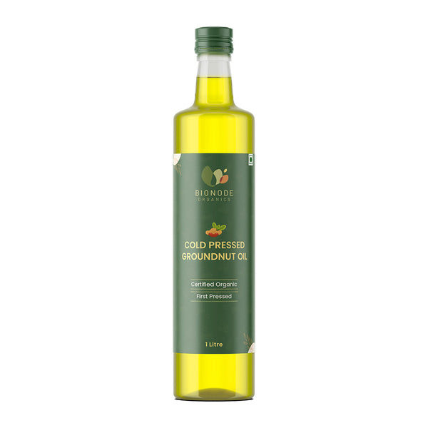 Bionode Organics Cold Pressed Groundnut Oil, Certified Organic – 1 Ltr Boosts Metabolism & Immune System, Monounsaturated Fats, Polyunsaturated Fats & Antioxidants (1liter)