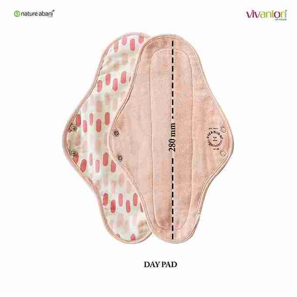 VIVANION Herbal Organic Cotton Re-Usable Sanitary Pads | Anti-Bacterial Coated | Bio | Pack of 3 - DAY PACK