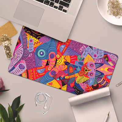 Desk Mat | Travel Friendly | 60 (w) x 30 (h) CM | Anti Slippery | Spacious for Desk | Rubber Bottom | Water Resistant | Multicolor | Easy to Clean | Illustrated (Graffiti)