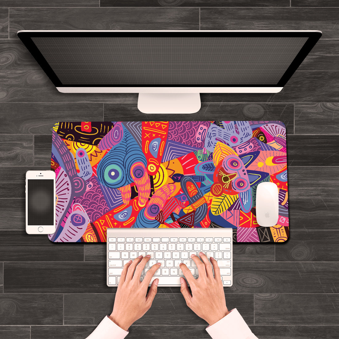 Desk Mat | Travel Friendly | 60 (w) x 30 (h) CM | Anti Slippery | Spacious for Desk | Rubber Bottom | Water Resistant | Multicolor | Easy to Clean | Illustrated (Graffiti)