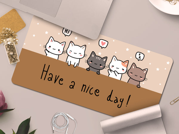 The Whimsical Artist Desk Mat | Travel Friendly | 60 (w) x 30 (h) CM | Anti Slippery | Spacious for Desk | Rubber Bottom | Water Resistent | Multicolor | Easy to Clean | Illustrated (Have a Nice Day!)
