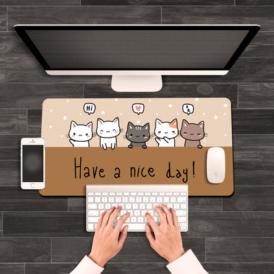 Desk Mat | Travel Friendly | 60 (w) x 30 (h) CM | Anti Slippery | Spacious for Desk | Rubber Bottom | Water Resistent | Multicolor | Easy to Clean | Illustrated (Have a Nice Day!)