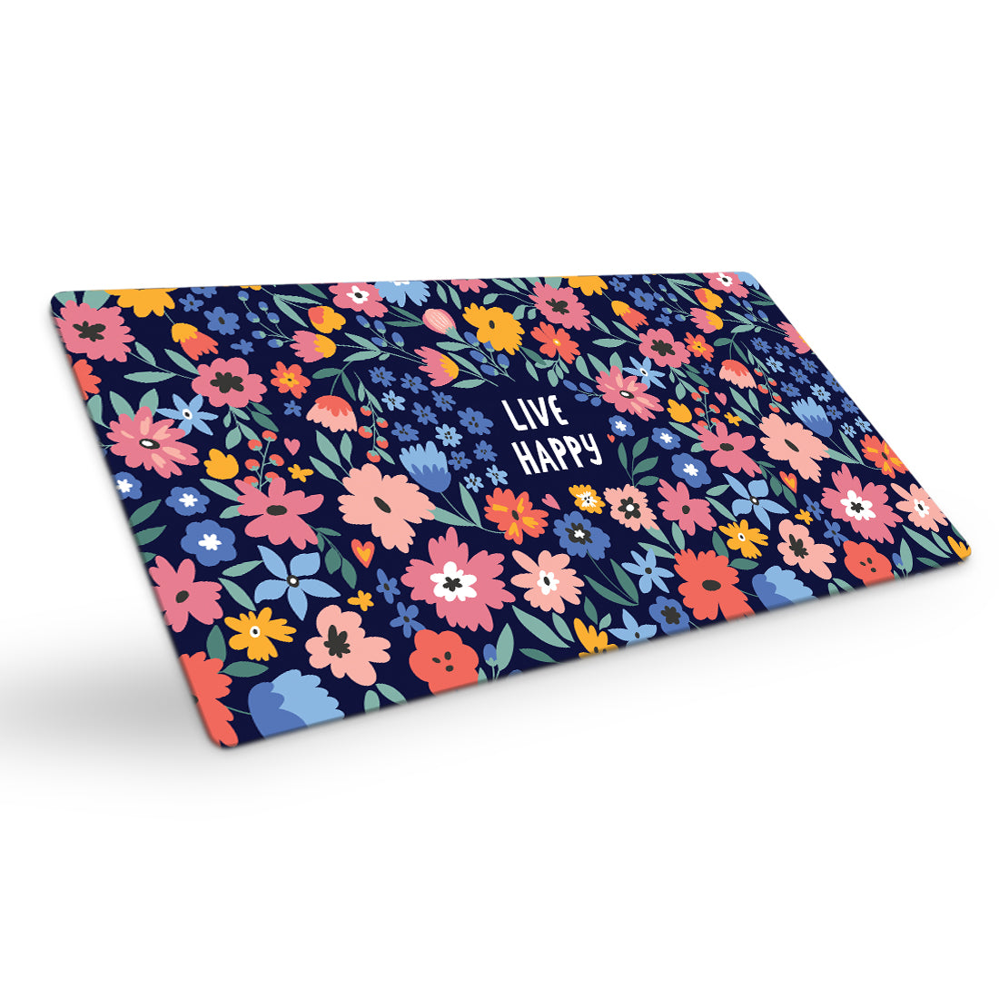 Desk Mat | Travel Friendly | 60 (w) x 30 (h) CM | Anti Slippery | Spacious for Desk | Rubber Bottom | Water Resistant | Multicolor | Easy to Clean | Illustrated (Live Happy)