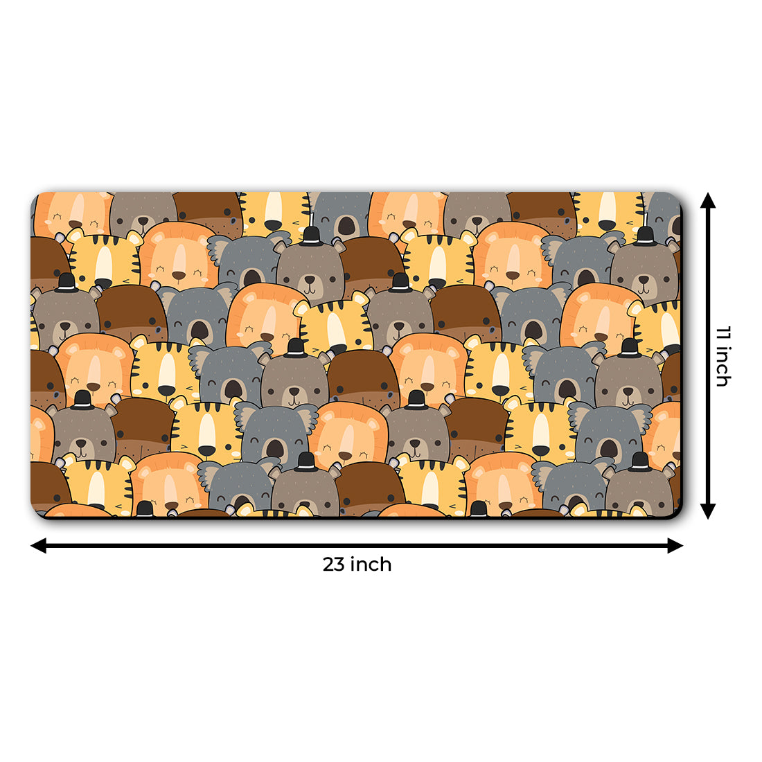 Desk Mat | Travel Friendly | 60 (w) x 30 (h) CM | Anti Slippery | Spacious for Desk | Rubber Bottom | Water Resistant | Multicolor | Easy to Clean | Illustrated (Animal)