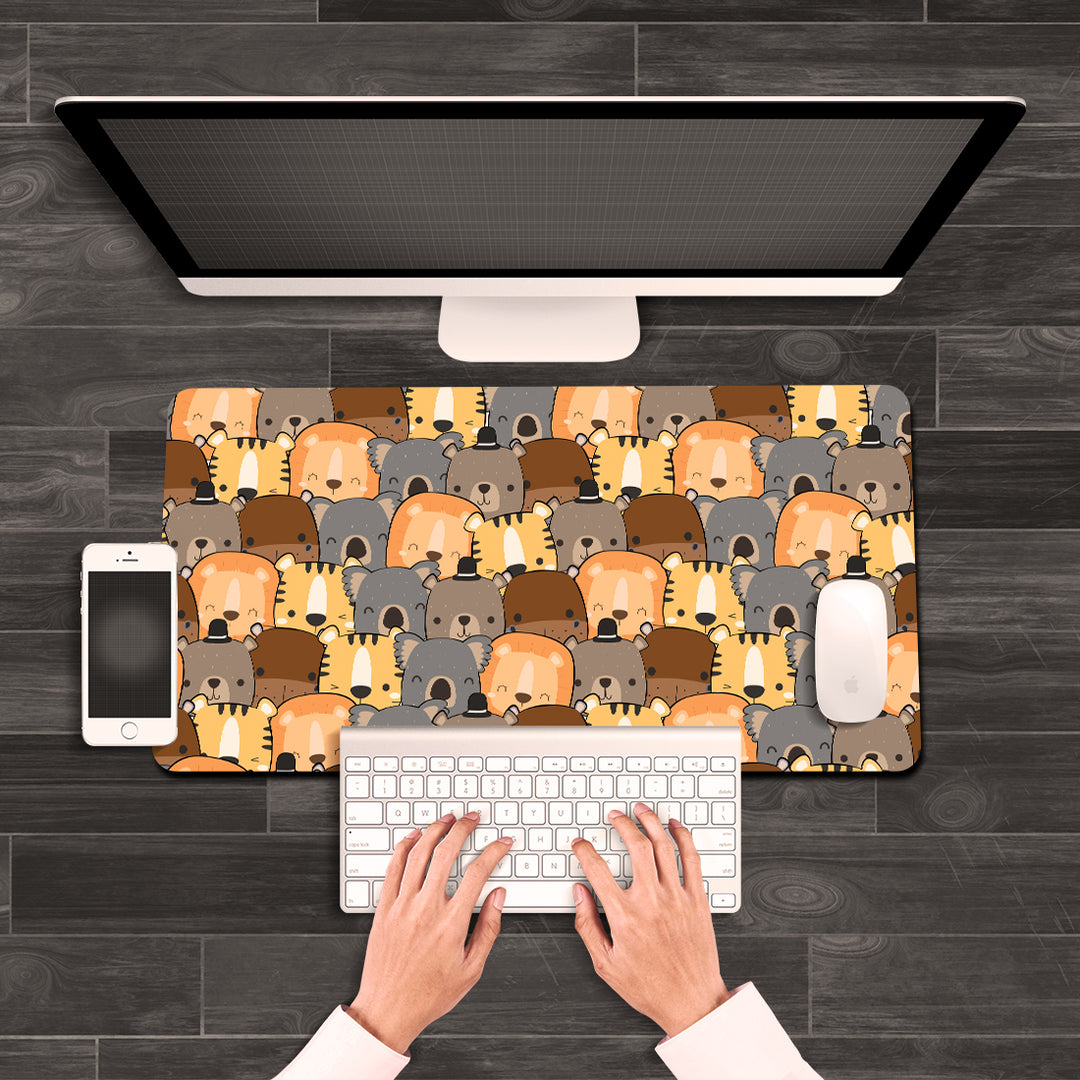 The Whimsical Artist Desk Mat | Travel Friendly | 60 (w) x 30 (h) CM | Anti Slippery | Spacious for Desk | Rubber Bottom | Water Resistant | Multicolor | Easy to Clean | Illustrated (Animal)