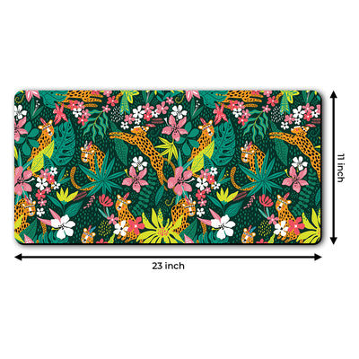 Desk Mat | Travel Friendly | 60 (w) x 30 (h) CM | Anti Slippery | Spacious for Desk | Rubber Bottom | Water Resistant | Multicolor | Easy to Clean | Illustrated (Jungle Safari)