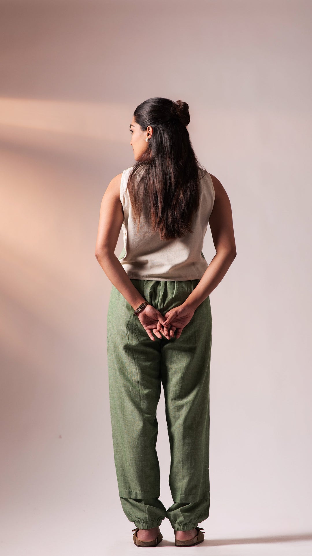 Flexi Top Pant Set - Olive+White