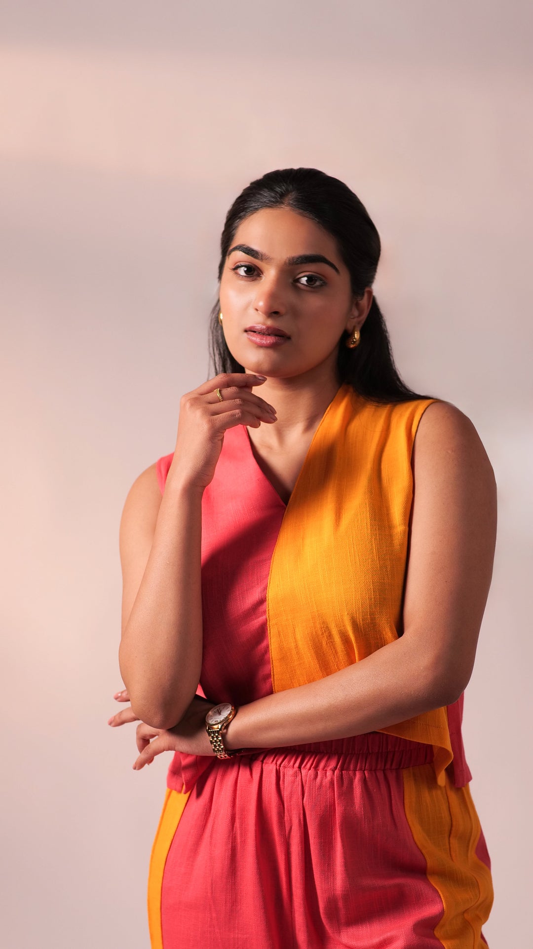 Half n Half Top Pant Set - Fuschia