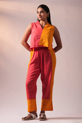 Half n Half Top Pant Set - Fuschia