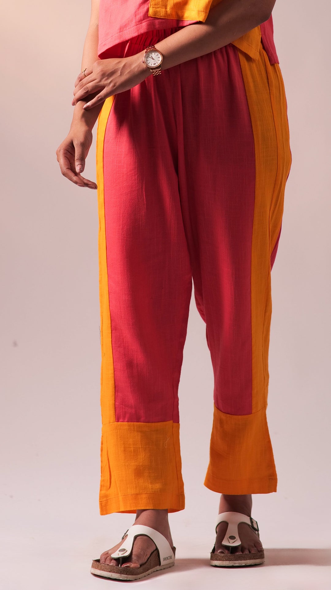 Half n Half Top Pant Set - Fuschia