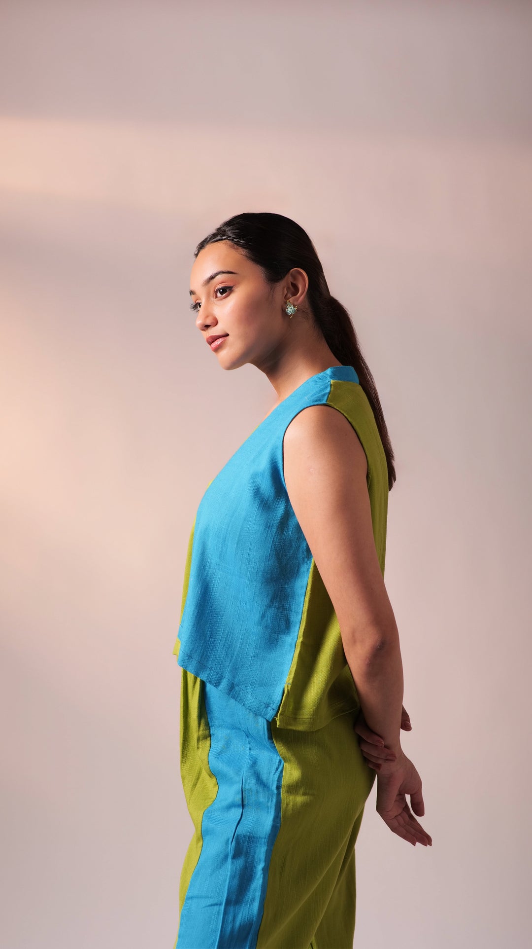 Half n Half Top Pant Set - Green