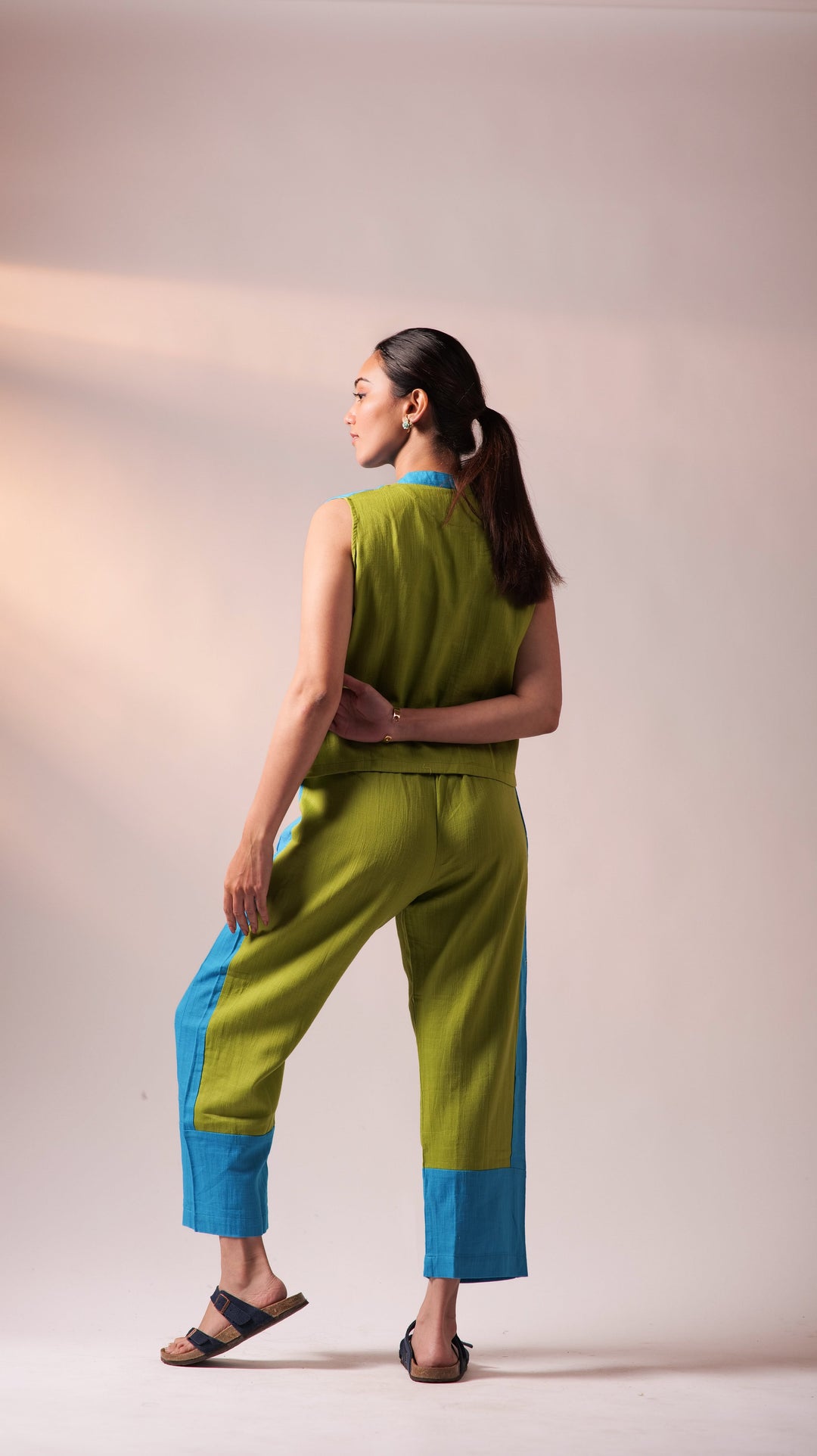 Half n Half Top Pant Set - Green