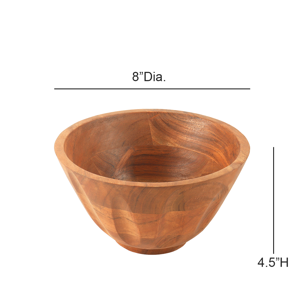 Ireka Homes Handcrafted Prithvi Serving Bowls - Multipurpose Acacia Wood Bowls - Durable Bowls for Serving Food, Snacks, and Desserts (8 inches)