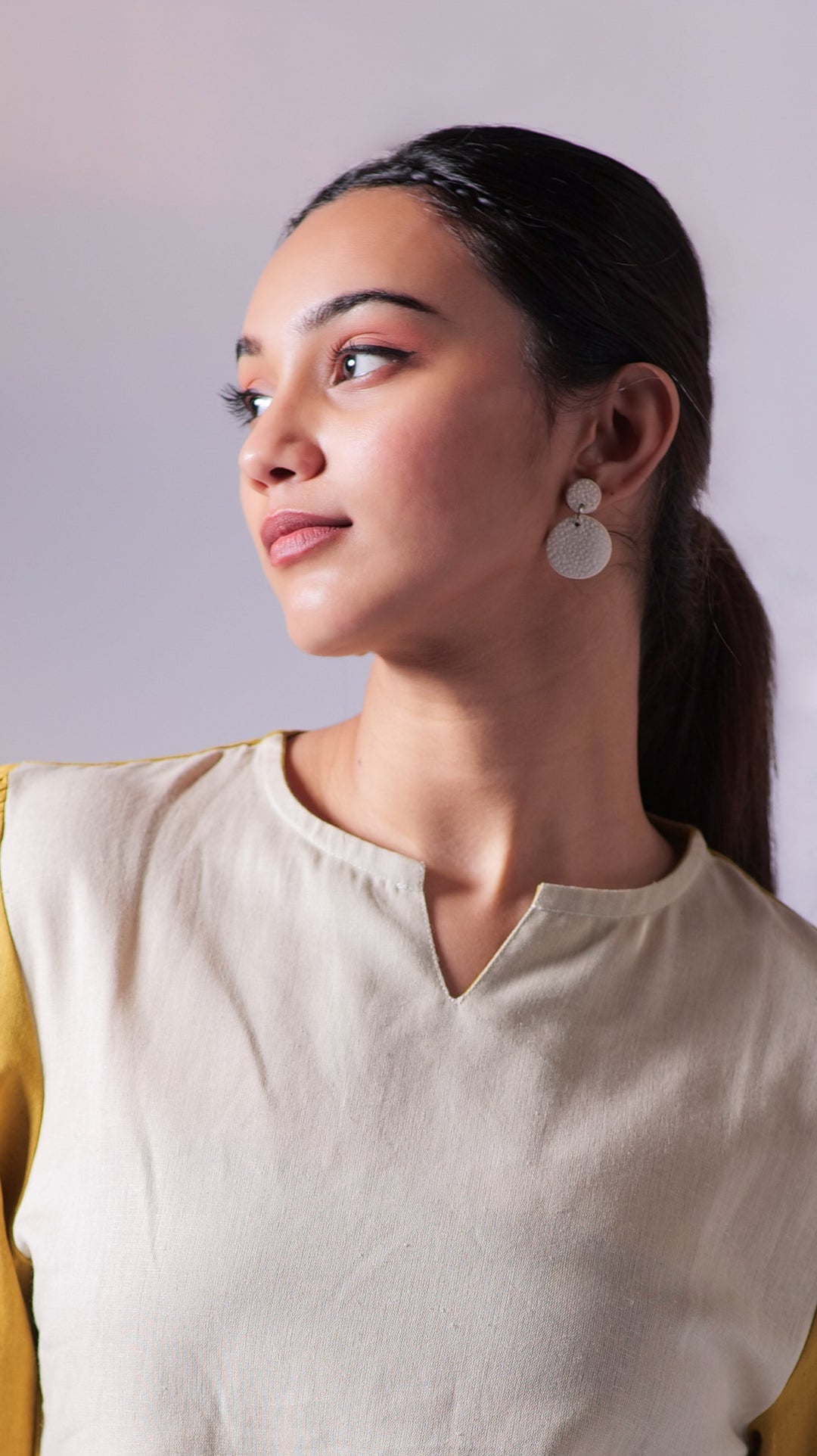 Colourblock Knee Dress - Mustard