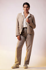 Reversible Blazer Pant Set - Beige