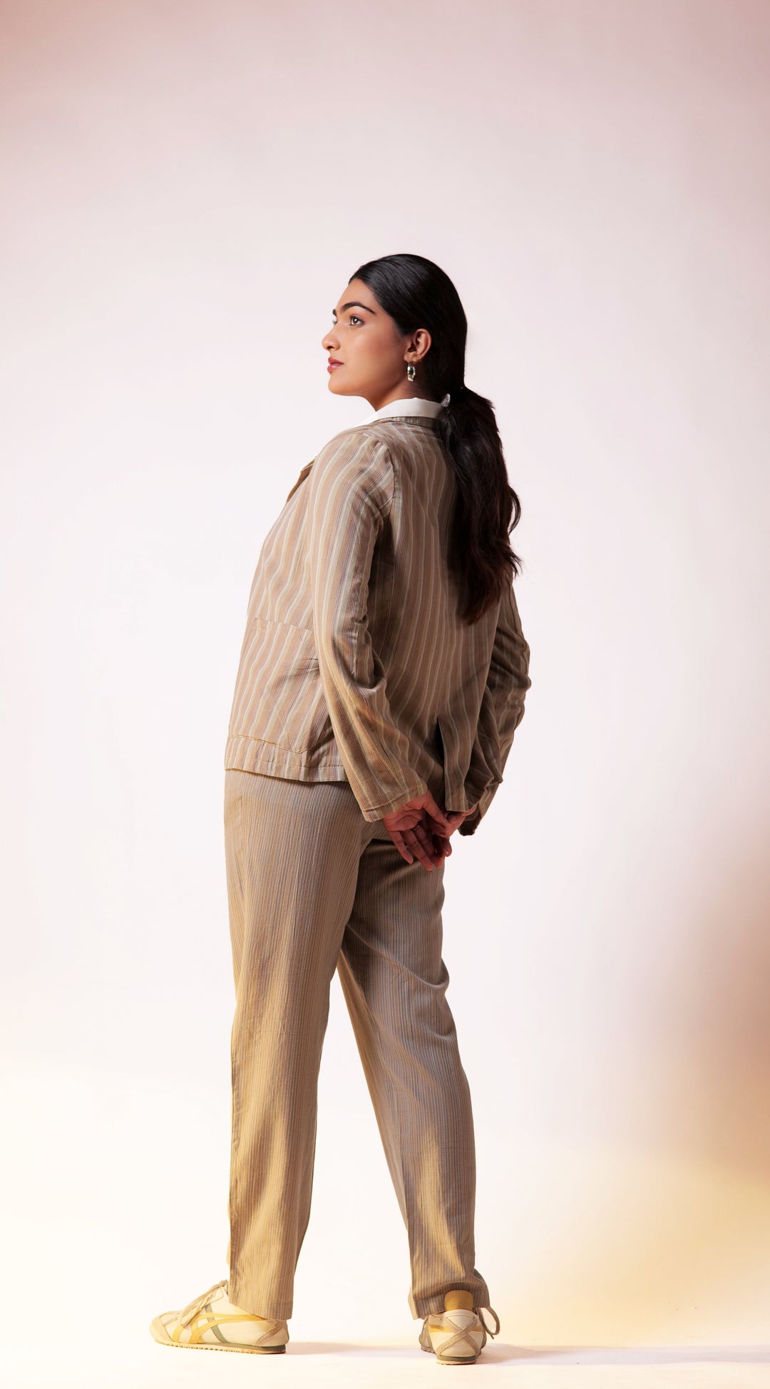 Reversible Blazer Pant Set - Beige