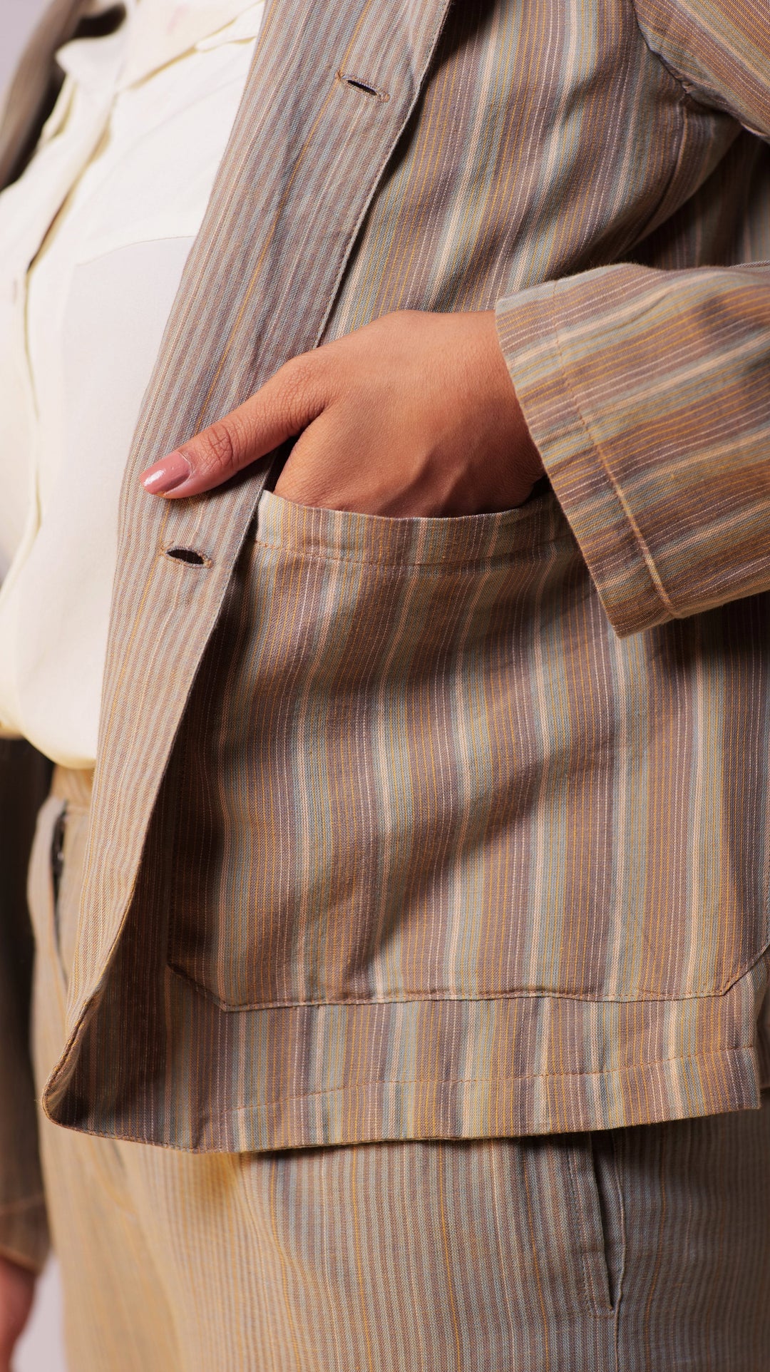 Reversible Blazer Pant Set - Beige