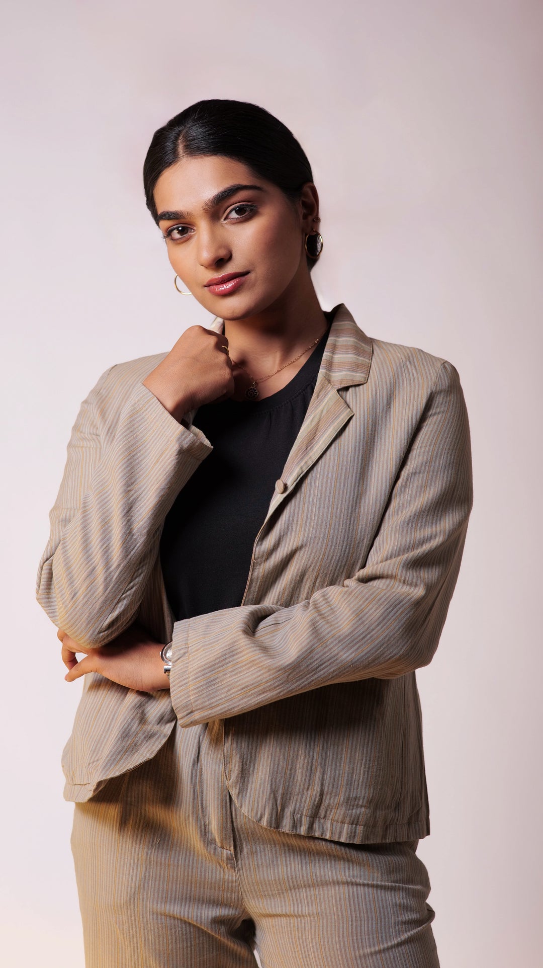 Reversible Blazer Pant Set - Beige