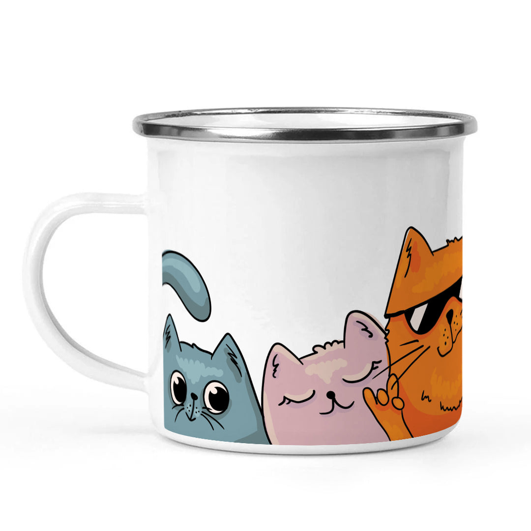 The Whimsical Artist Enamel Designer Coffee Mug (Cats)
