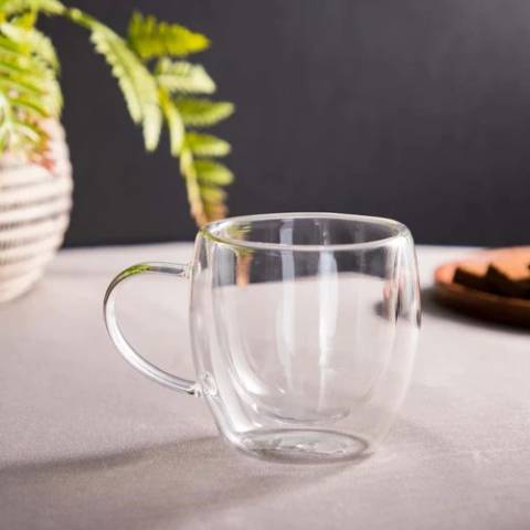 The Bean Co Roasters Double Wall Coffee Cup | Borosilicate Glass | Insulated Layer Cups | Perfect for Coffee and Tea