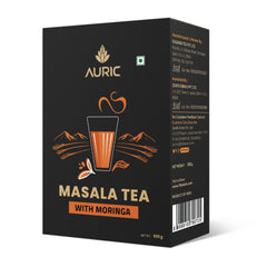 Auric Kadak Moringa Masala Tea - Black Tea from Assam & Darjeeling | Tea Masala Powder Blended with Real Spices (Cardamom, Ginger, Black Pepper) 500 Grams