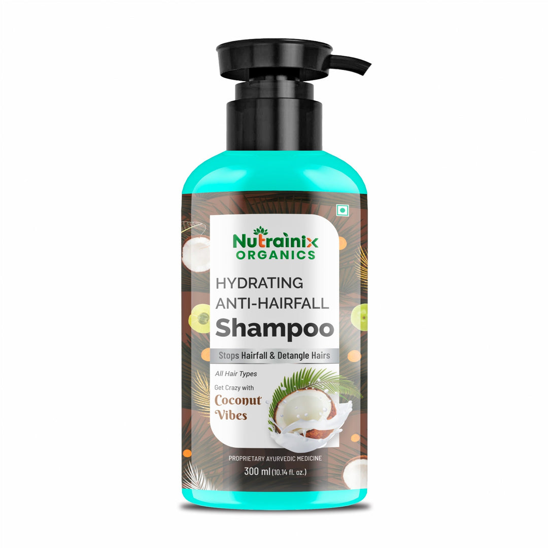 Nutrainix Organics Hydrating Anti-Hairfall Shampoo Coconut Surge for Hairfall Control & Hydrated, Resilient Hair - 300 ml