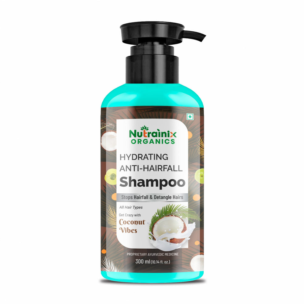 Nutrainix Organics Hydrating Anti-Hairfall Shampoo Coconut Surge for Hairfall Control & Hydrated, Resilient Hair - 300 ml