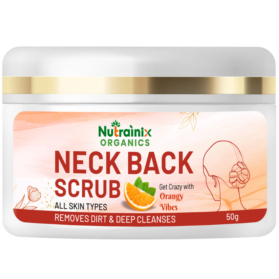 Nutrainix Organics Neck Back Glow Scrub Brightening Exfoliator for Silky, Radiant Skin - 50 gm