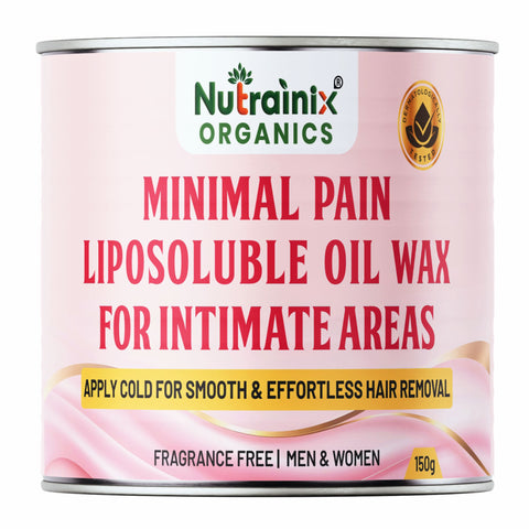 Nutrainix Organics Minimal Pain Liposoluble Oil Wax For Intimate Areas - No-Heat Hair Removal for Intimate Areas & Sensitive Skin - 150 gm