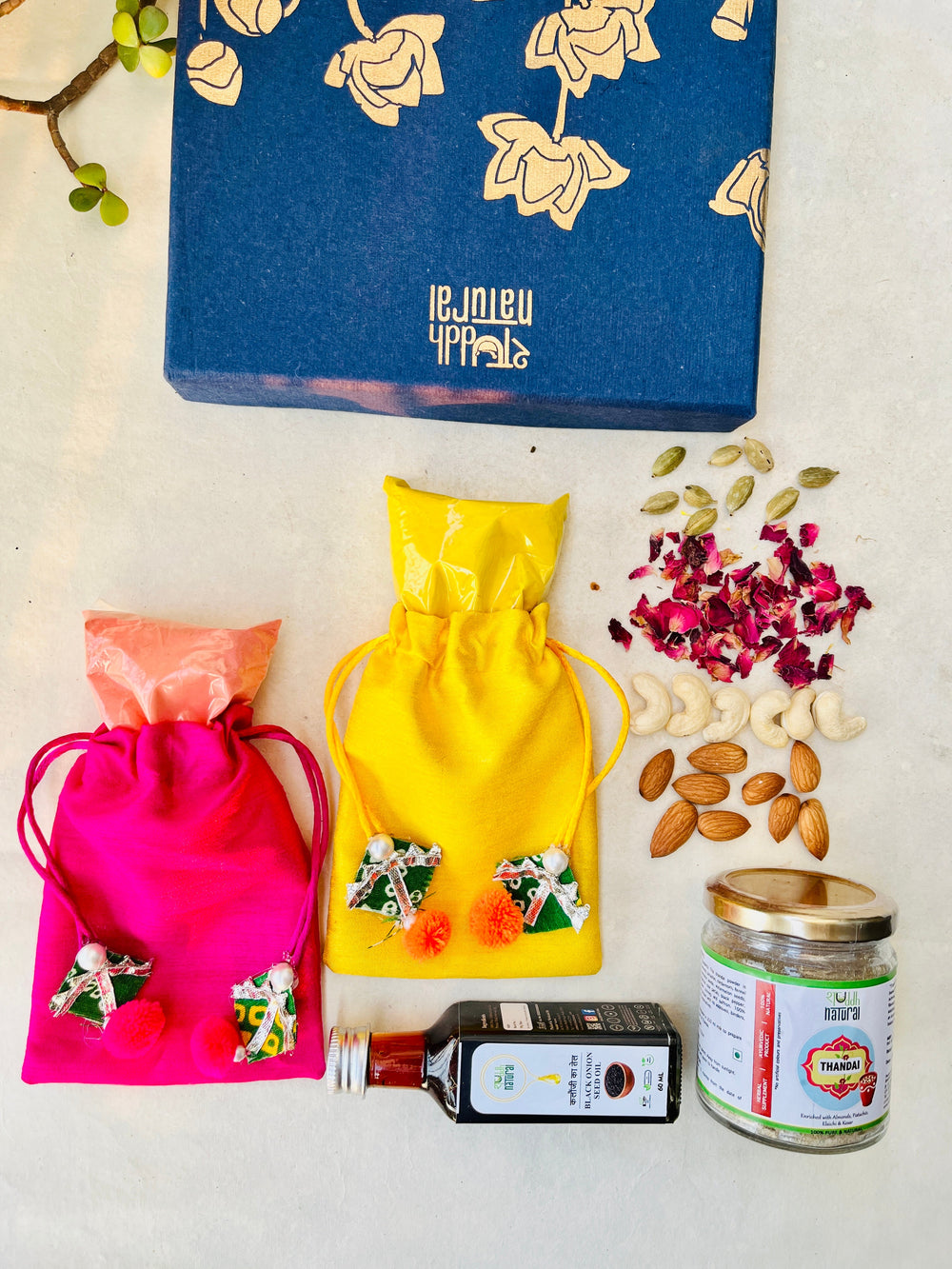 Shuddh Natural Holi Thandai & Gulal Gift Box with Hair Oil