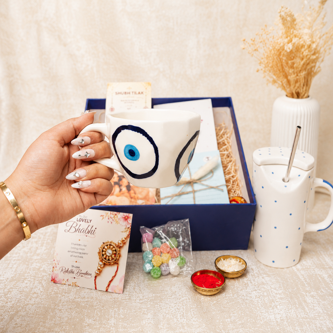 Artecasa Nazar Se Surakshit Rakhi Hamper | Evil Eye Rakhi Gift for Brother & Bhabhi