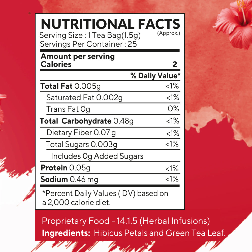 Grenera Hibiscus Green Tea | 25 Staple-Free Tea Bags | Pack of 3