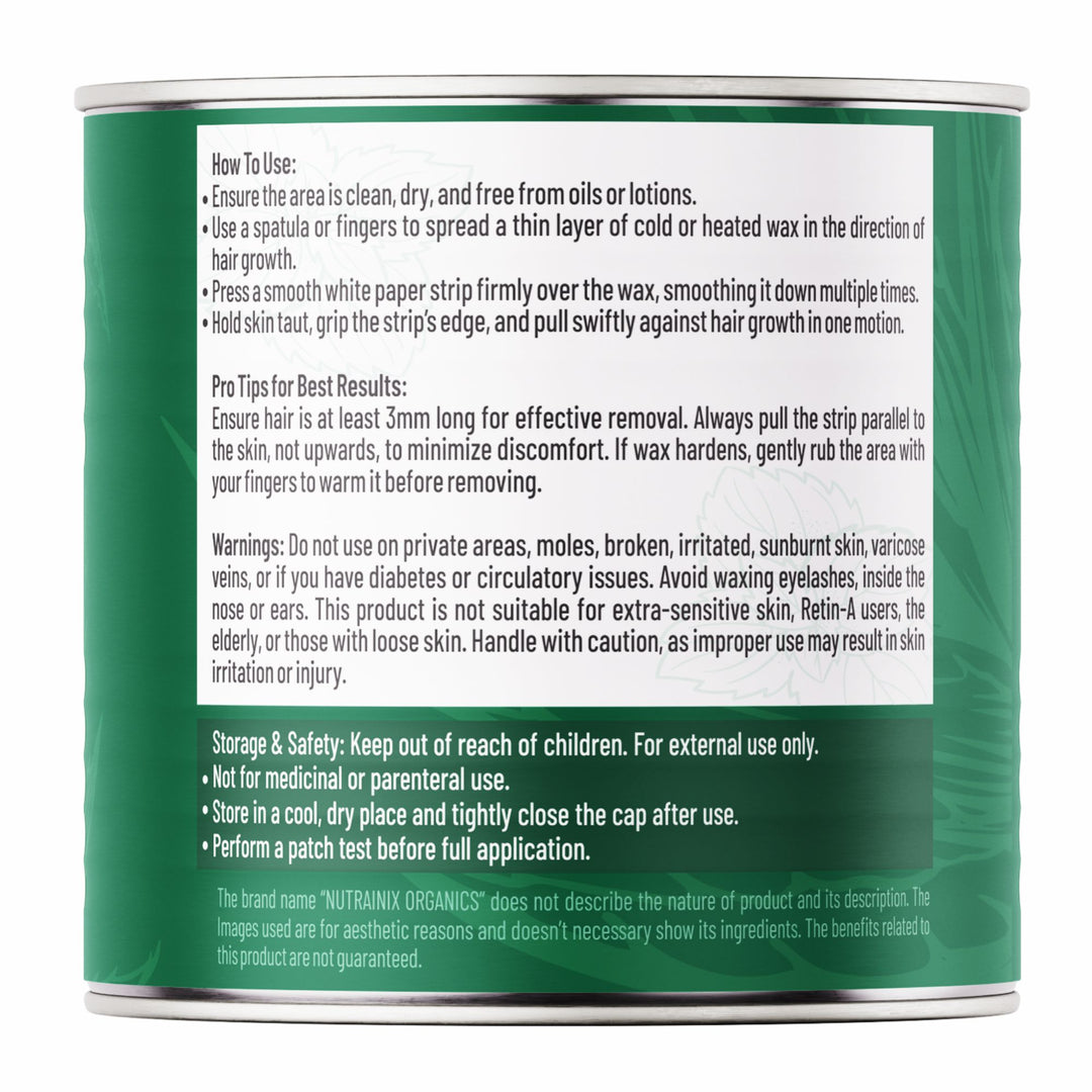 Nutrainix Organics Minimal Pain Liposoluble Oil Wax - Apply Cold For Effortless Hair Removal - 150 gm