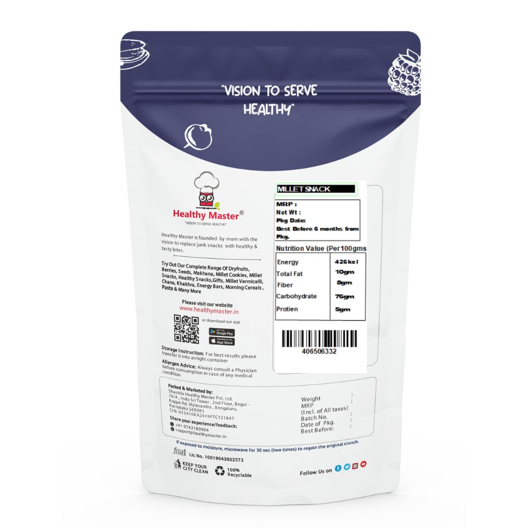 HEALTHY MASTER Vision to serve Healthy Millet Snacks - Pudina -150 Gm | Jain Friendly
