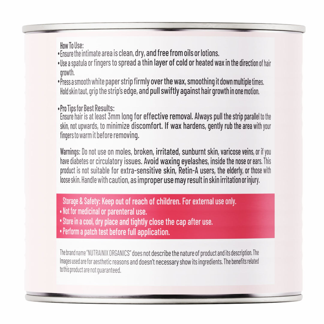 Nutrainix Organics Minimal Pain Liposoluble Oil Wax For Intimate Areas - No-Heat Hair Removal for Intimate Areas & Sensitive Skin - 150 gm