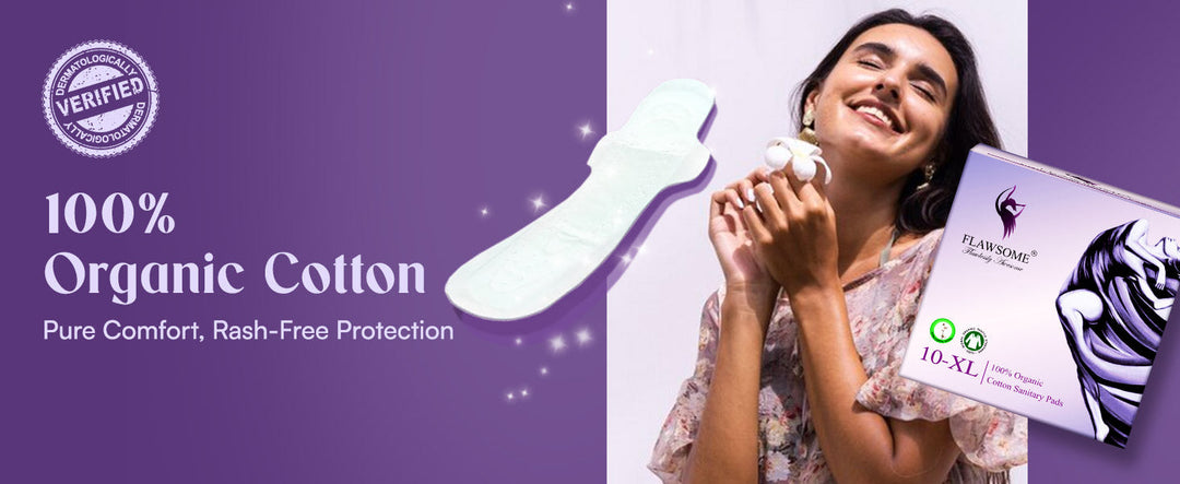 Flawsome Panty Liner for Women & Girls, (Pack of 30), Organic Cotton, Soft Surface, Rash-Free & Toxin-Free, Maintains Dryness & Freshness All Day Long (FPLC+FSPPLA-XL-10)