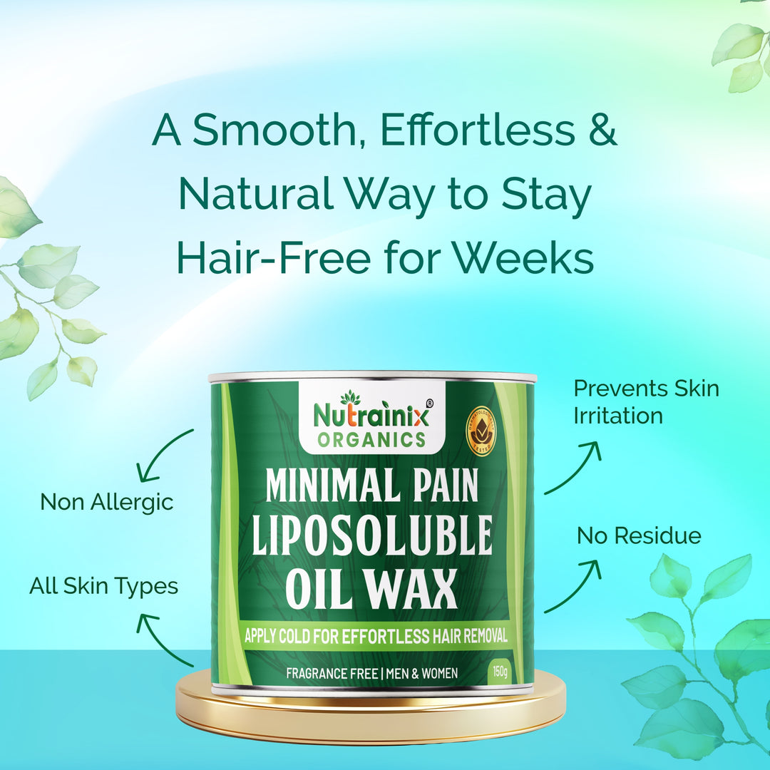 Nutrainix Organics Minimal Pain Liposoluble Oil Wax - Apply Cold For Effortless Hair Removal - 150 gm