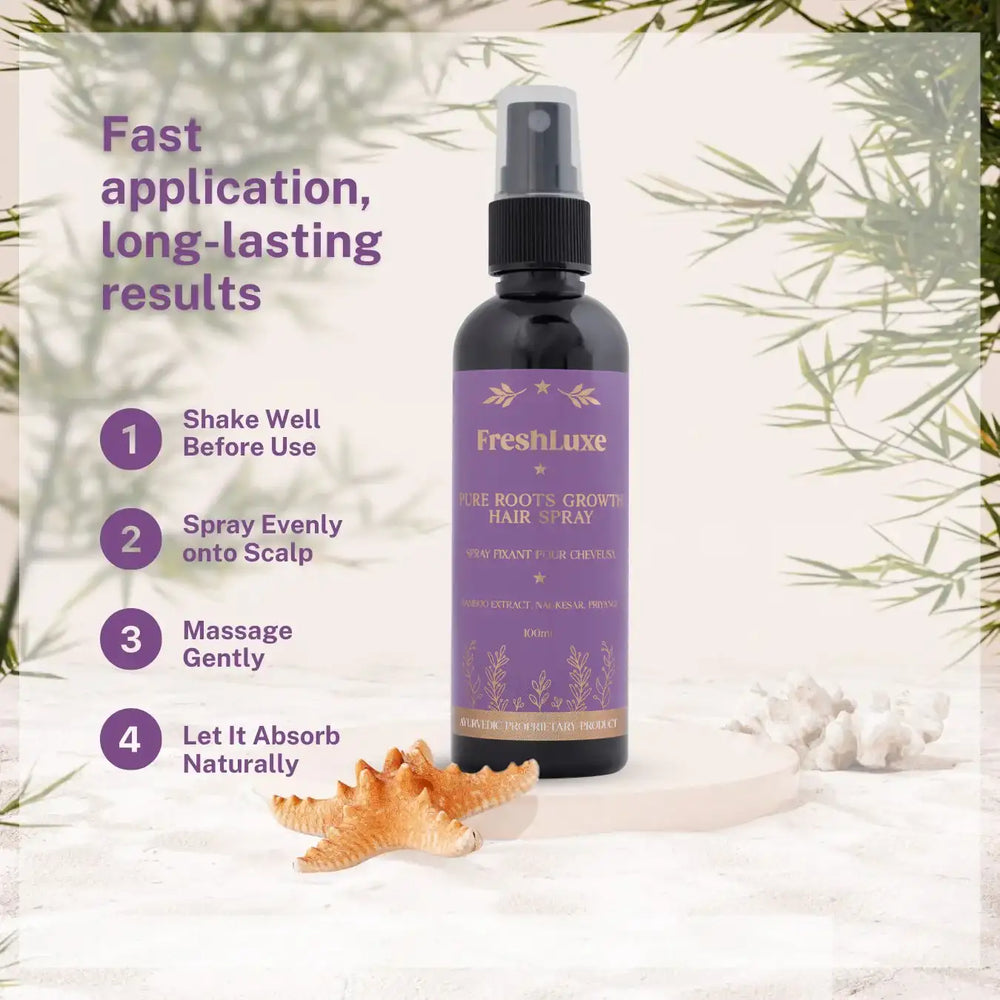 Pure Roots Growth Hair Spray | Bamboo Extract, Nagkesar & Priyangu | Strengthen, Nourish & Revitalize | Unisex | 100ml