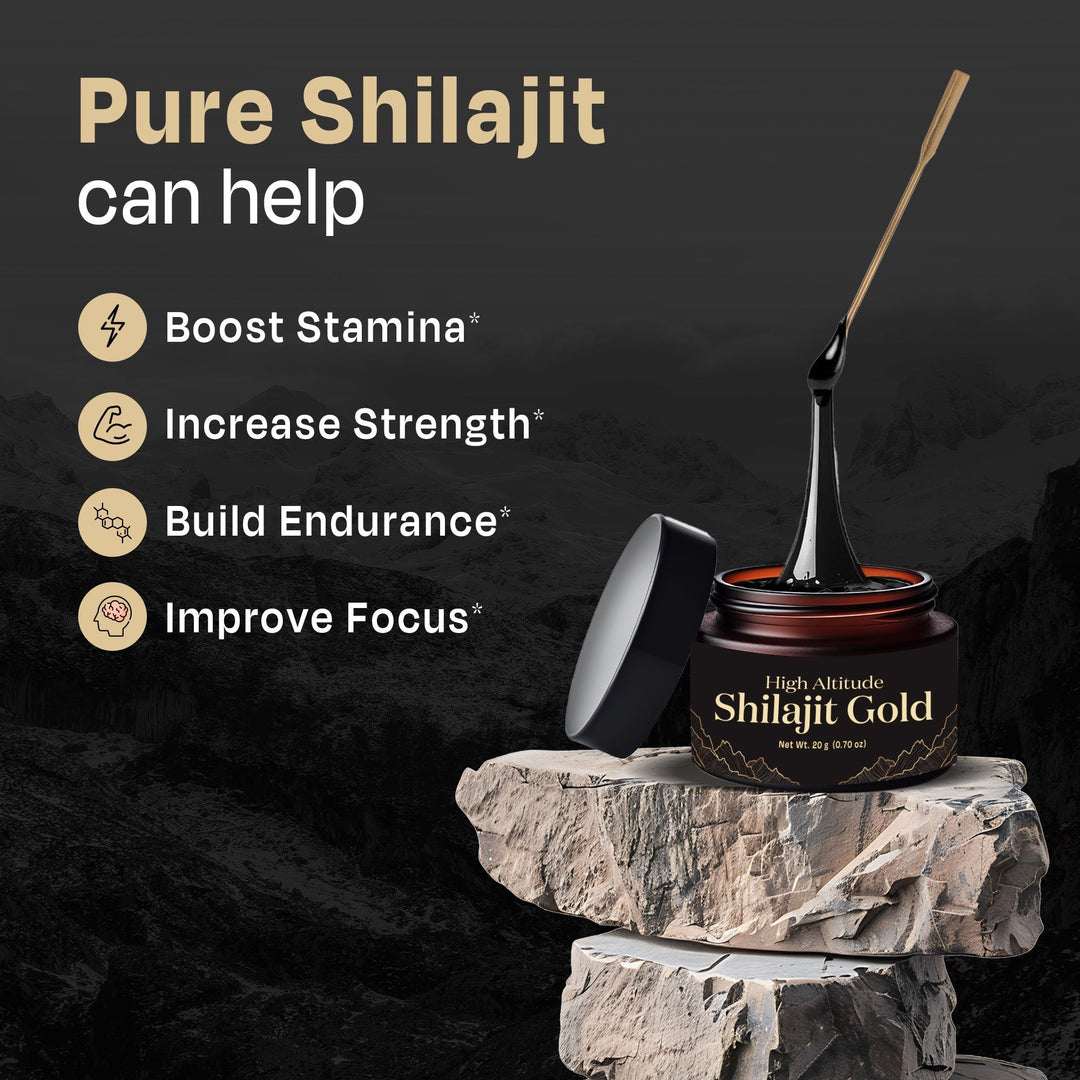 Auric Lab Certified High Altitude Shilajit/Shilajeet Gold Resin 20g | 75% Fulvic Acid + Humic Acid |80+ Trace Minerals, Real Brass spoon and Shilajit rock with every order