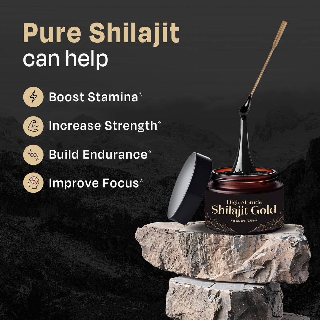 Auric Lab Certified High Altitude Shilajit/Shilajeet Gold Resin 20g | 75% Fulvic Acid + Humic Acid |80+ Trace Minerals, Real Brass spoon and Shilajit rock with every order