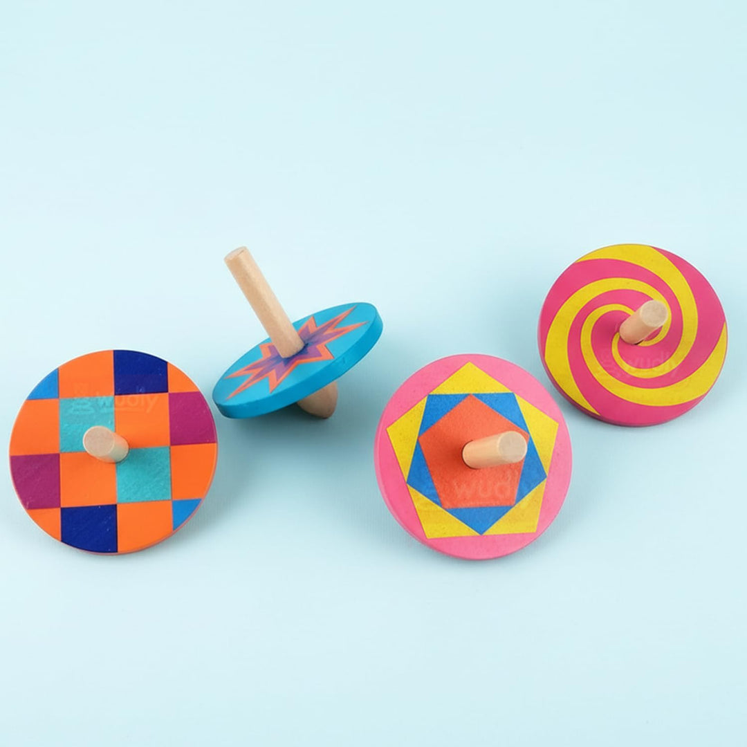 Wudly Wooden Big Top with Pattern(set of 4)