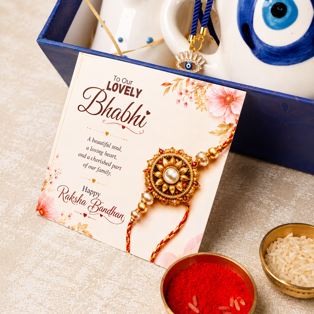 Artecasa Nazar Se Surakshit Rakhi Hamper | Evil Eye Rakhi Gift for Brother & Bhabhi