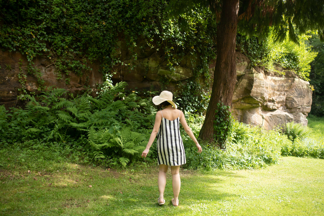 The Terra Tribe California Slip Dress | Stripes | Black