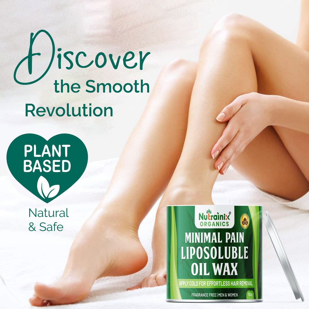 Nutrainix Organics Minimal Pain Liposoluble Oil Wax - Apply Cold For Effortless Hair Removal - 150 gm