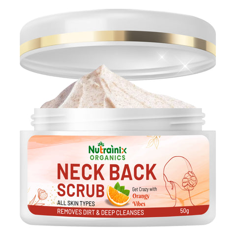 Nutrainix Organics Neck Back Glow Scrub Brightening Exfoliator for Silky, Radiant Skin - 50 gm