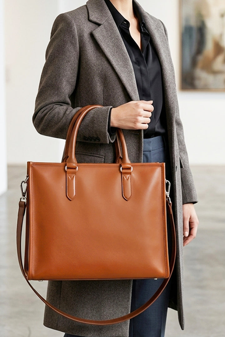 Charlotte Vegan Leather Box Tote Bag