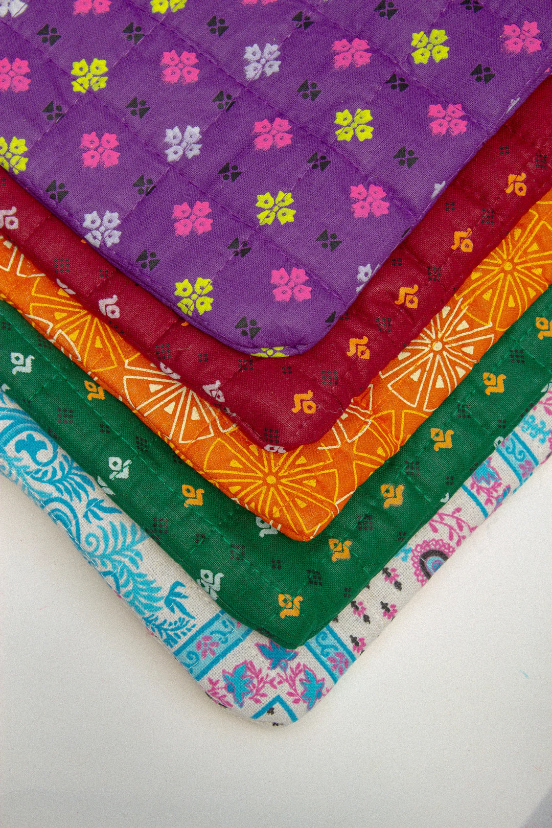 Pravaah Punh Quilted Cotton Laptop Sleeve with Zip Pocket, Assorted Prints